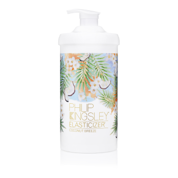 A money-saving 1000ml bottle of the Philip Kingsley Coconut Breeze Elasticizer. Used best as a hair conditioning treatment.
